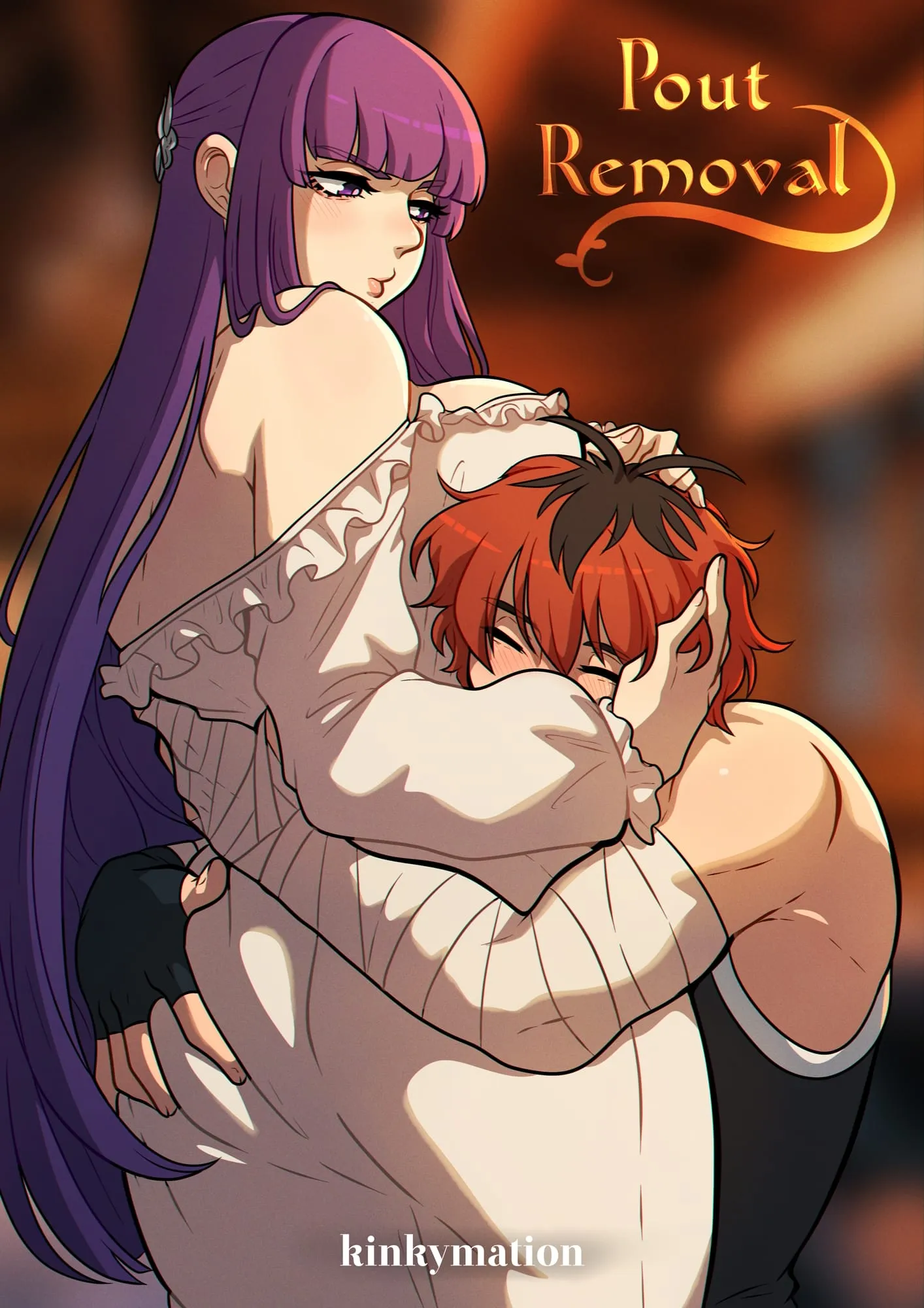 Frieren pressed against Stark's breasts