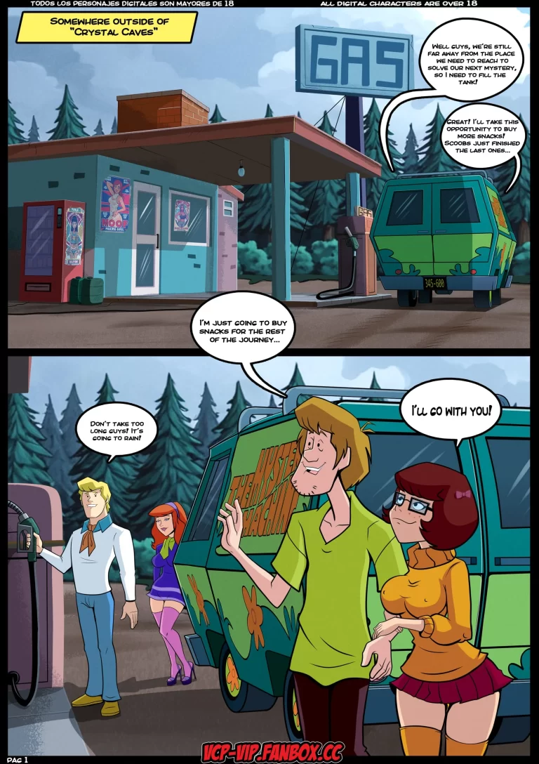 The Scooby-Doo team went out to a gas station.