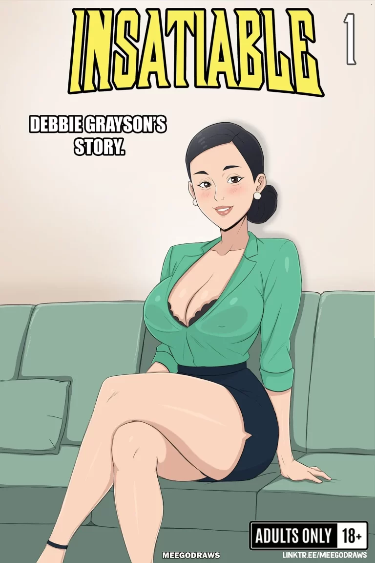 Samantha sits in a short skirt and big tits.