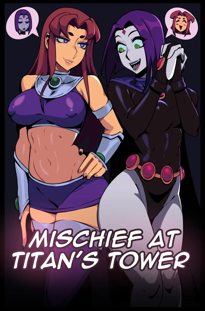 Starfire and Raven are standing half naked.