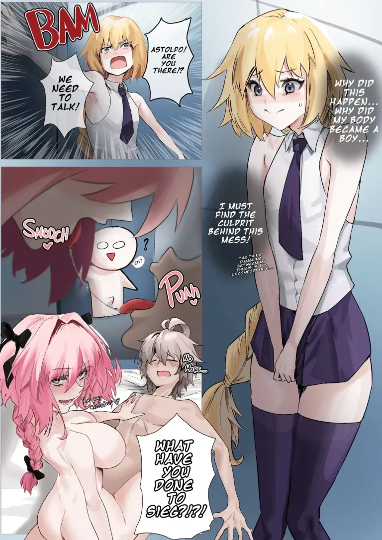 Astolfo is having sex with a guy and her friend comes over.