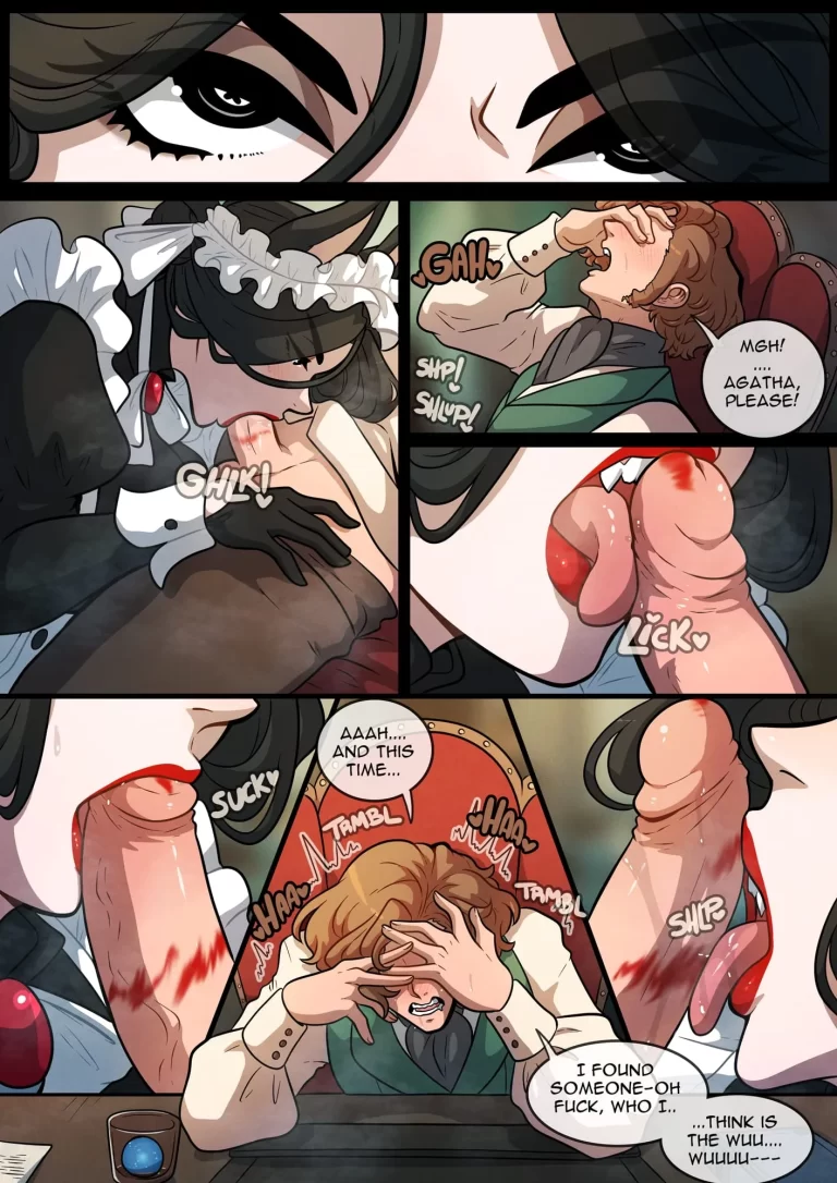 Agatha sucks the master's dick.