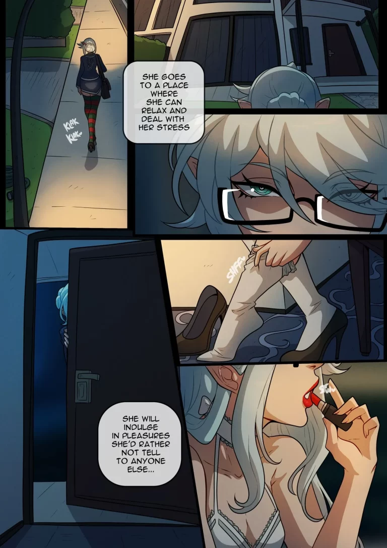 Frost came home and puts on makeup and sexy lingerie.