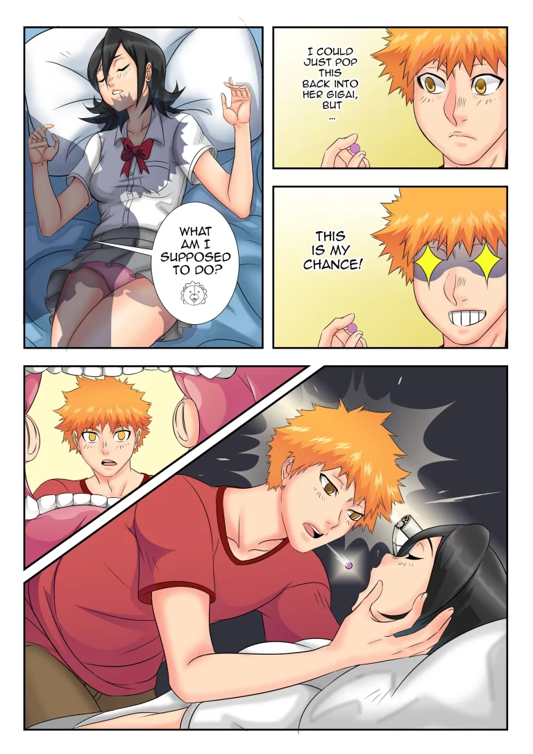 Ichigo kisses a passed out Rukia.