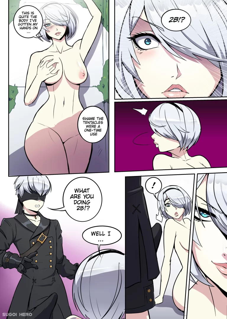2B seduces 9S with her naked body.