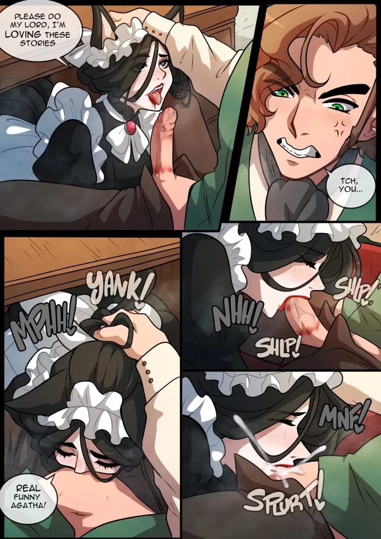 The master shoves his cock deep into Agate's throat and cums there.