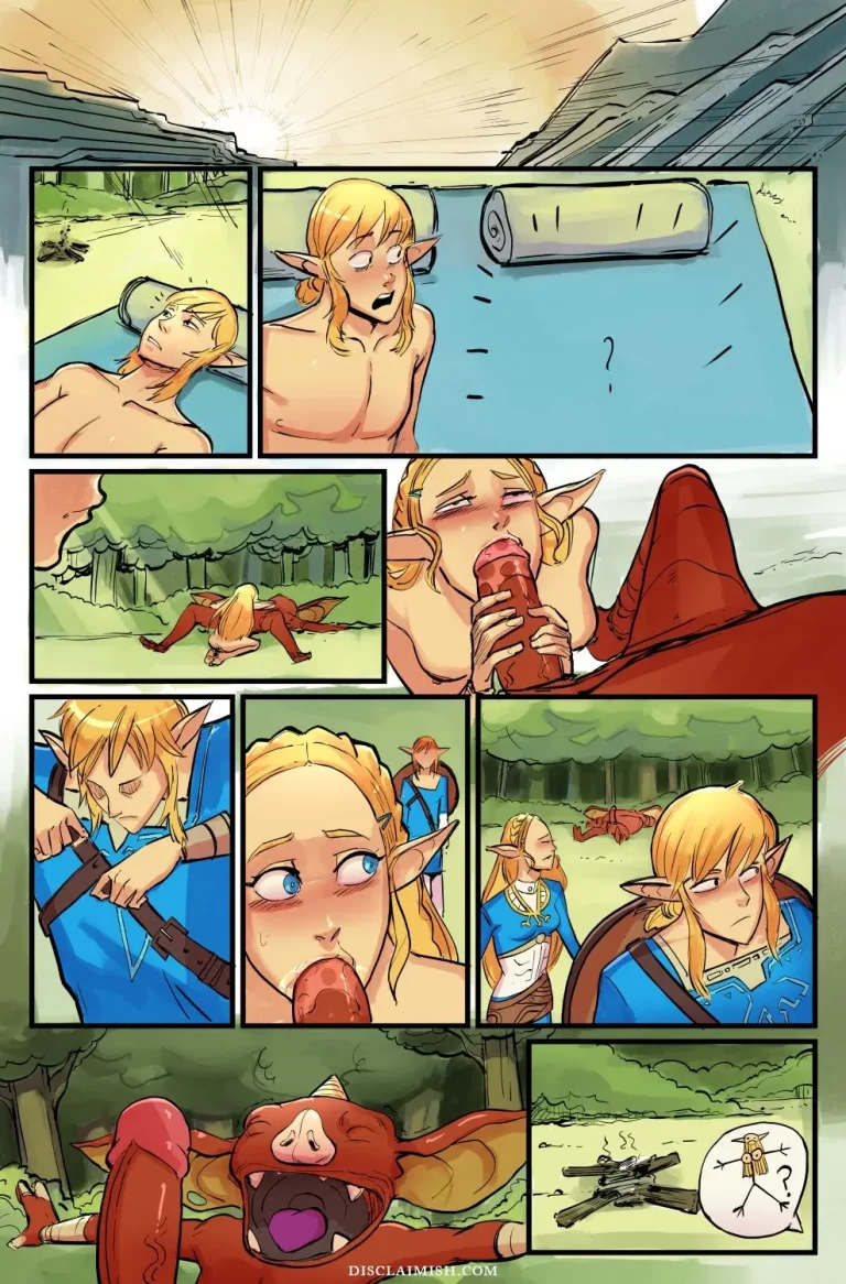 Link woke up and saw Zelda sucking a goblin's dick.