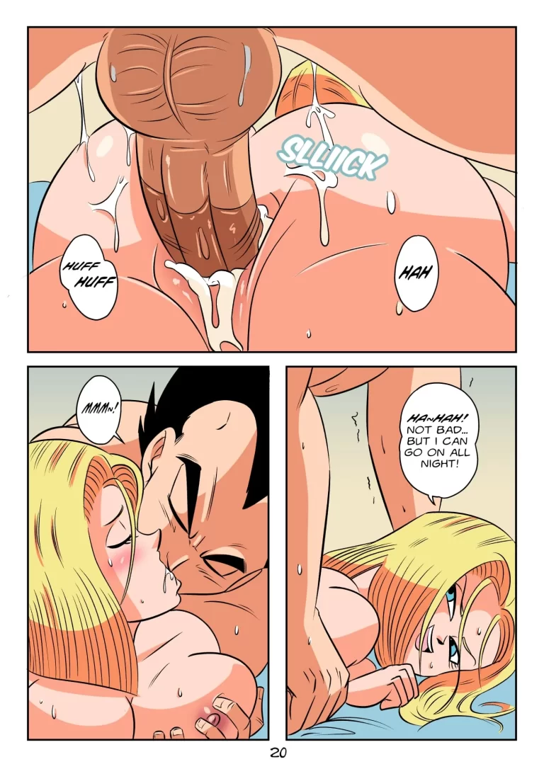 Vegeta cums in Android's 18 pussy.