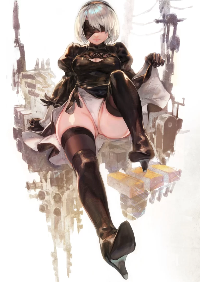 2B spread her legs.