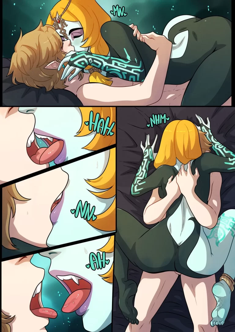 Midna and Link tongue-sucking.