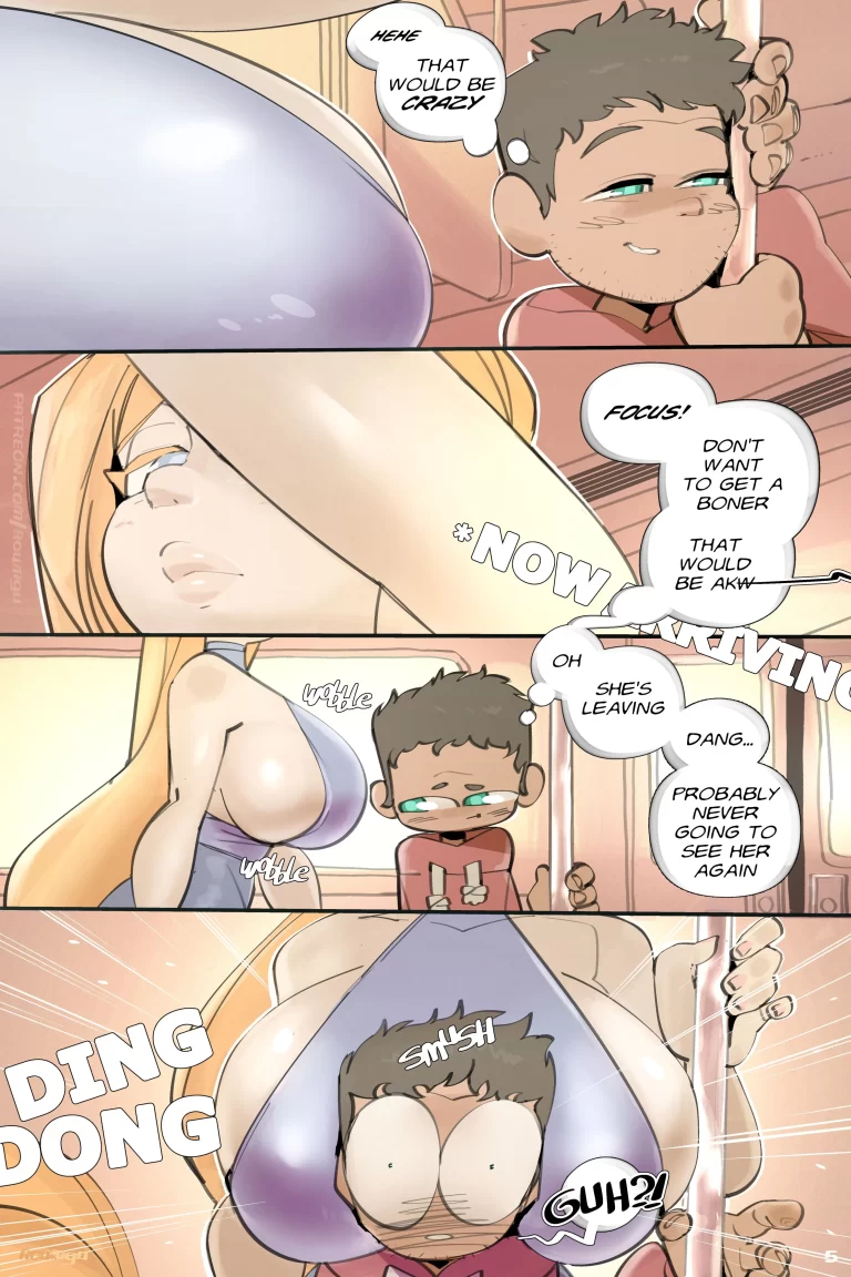 Luna walked up to the guy and pressed her breasts against him.