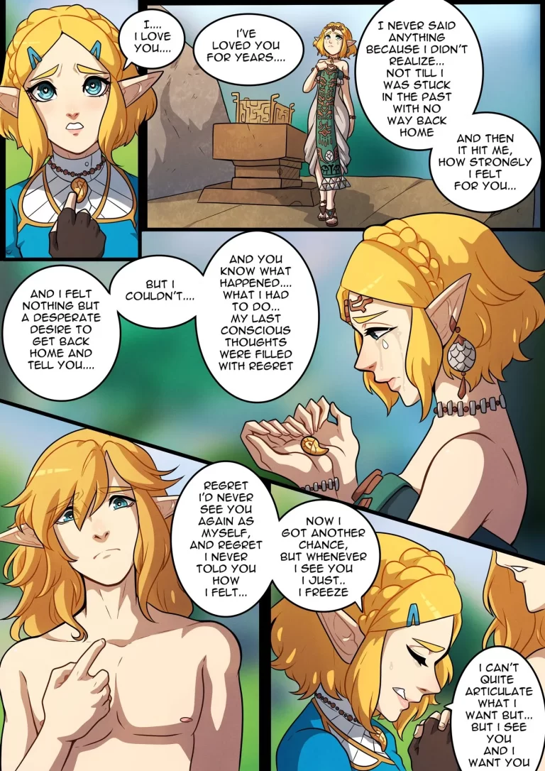 Link and Princess Zelda talking.