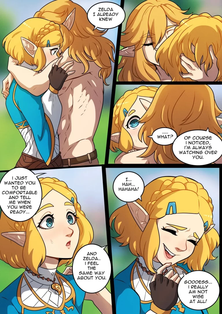 Link hugs Princess Zelda.