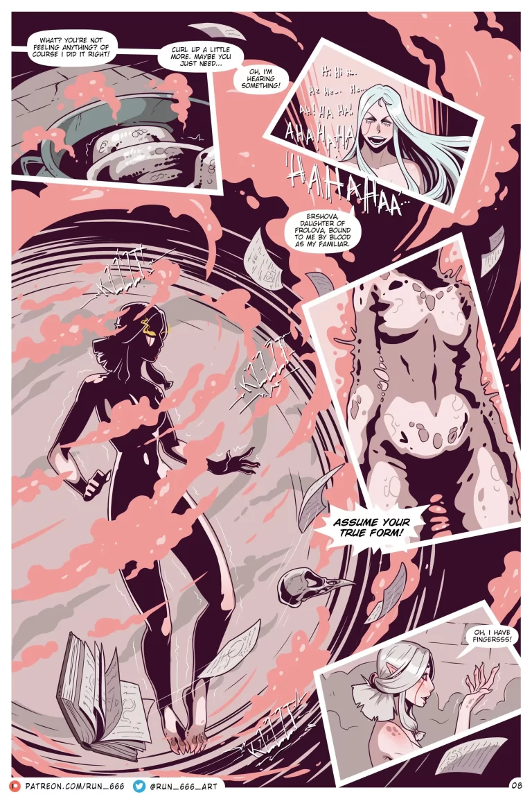 The witch's snake turned into a girl with a penis.